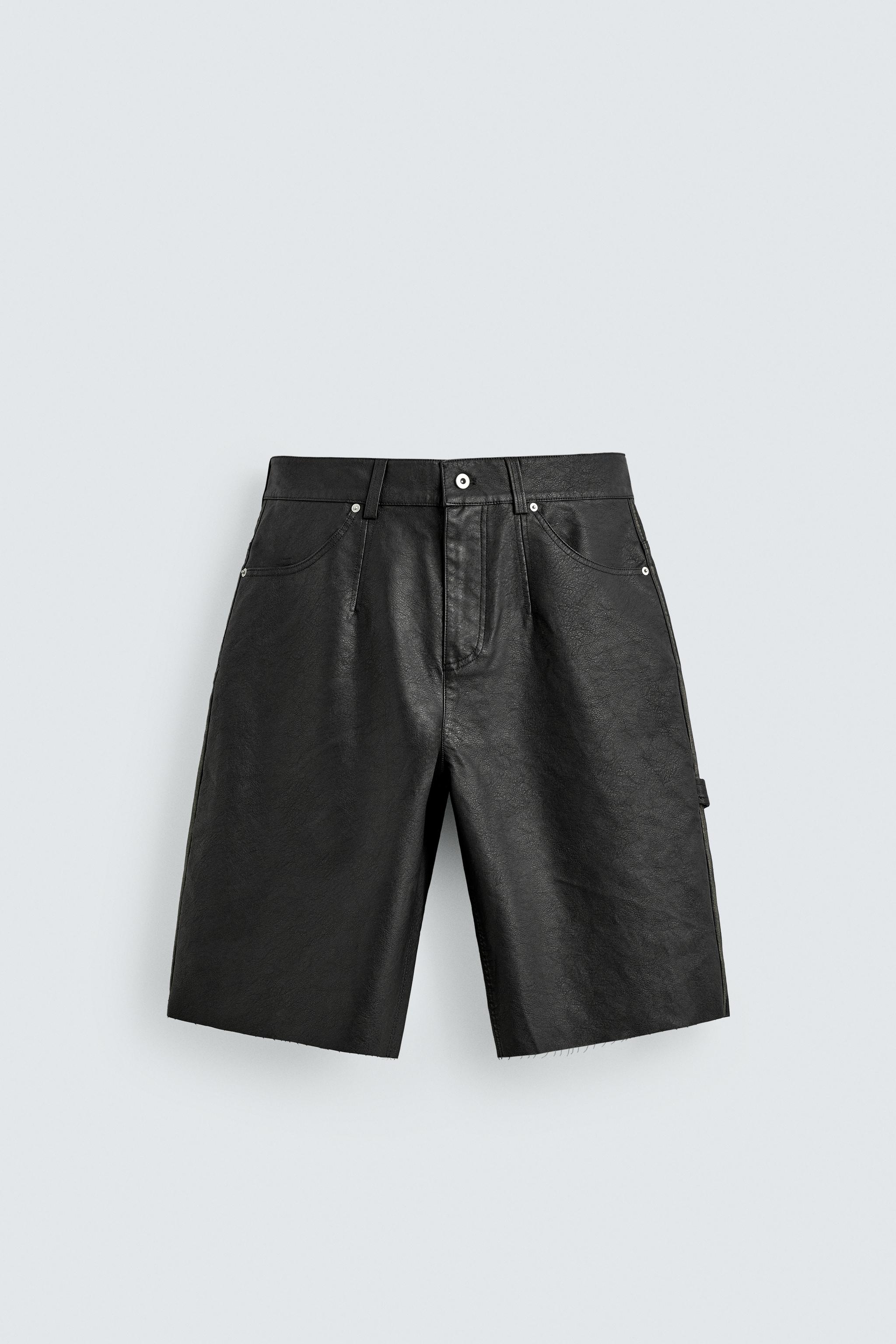 RELAXED FIT FAUX LEATHER SHORTS